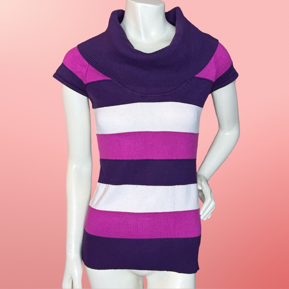 Love By Design striped medium cowl neck Vintage Y2K sweater dress
